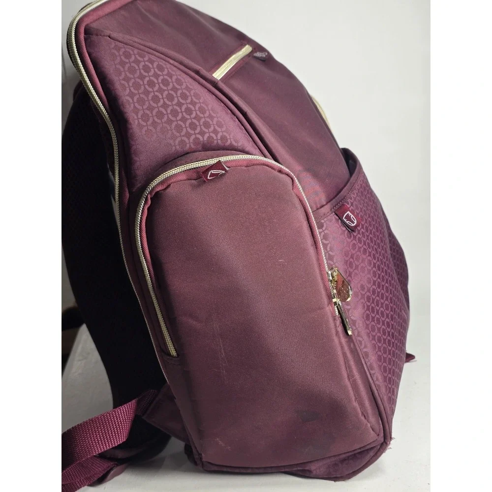 Fisher-Price Fastfinder Gemma Diaper Bag Backpack Burgundy Multi Pocket Baby Bag
